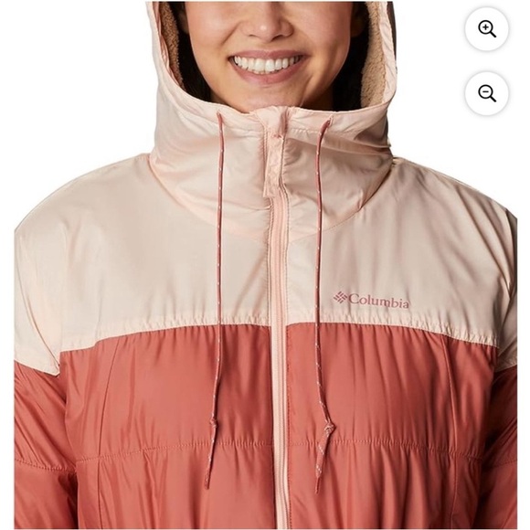 Columbia Women's Flash Challenger Sherpa Lined Long Jacket size XXL IN PEACH - Picture 3 of 14